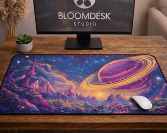 Saturn Galaxy Desk Mat | Cosmic Space Office Decor