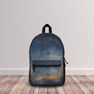 Blue Stardust Backpack: Gold Milky Way Celestial School Bag