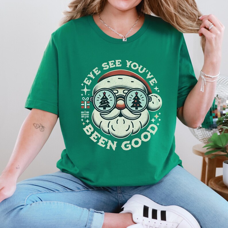 Eye See You've Been Good, Retro Santa Claus Tee, Optometry Vision Care