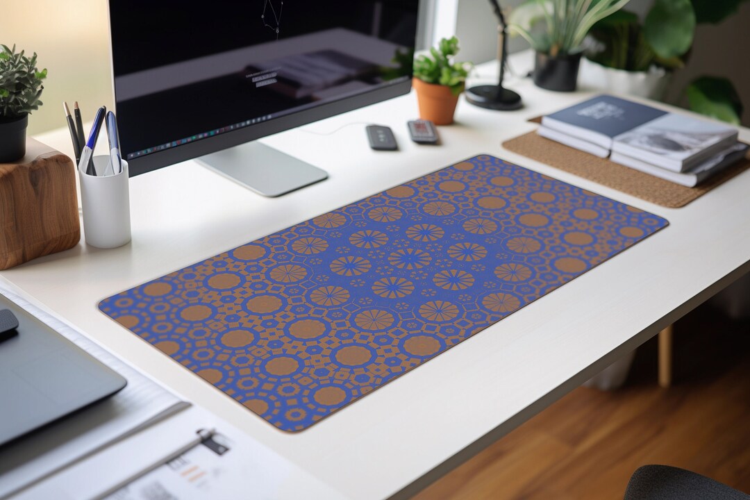 Citrus Drops Desk Mat, Blue Desk Mat, Pattern Mousepad, Unique