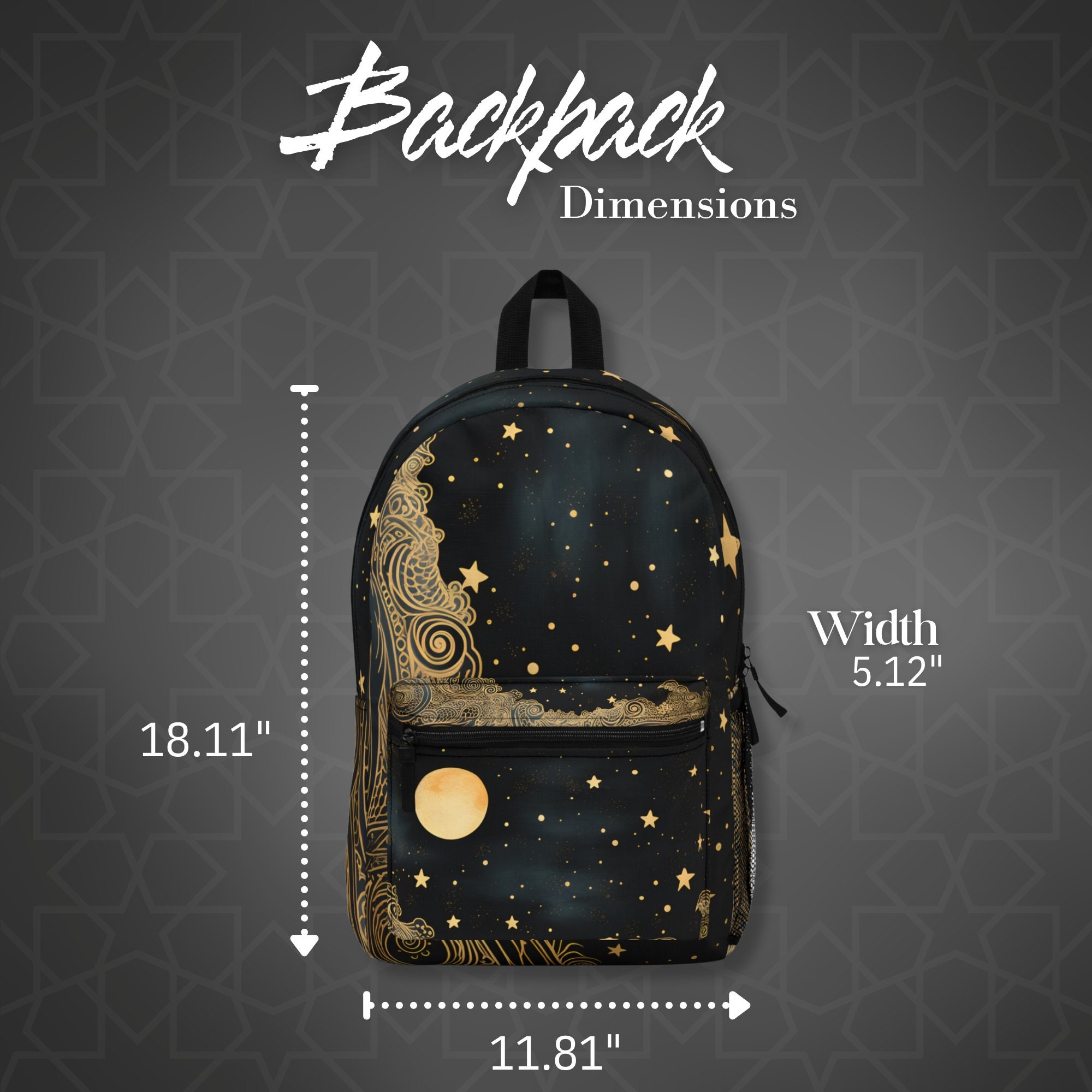 Cosmic Galaxy Backpack: Gold Stars & Moon, Celestial School  display picture 3