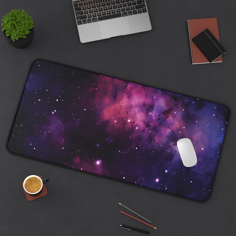 Nebula Galaxy Desk Mat Cool Cosmic Gifts Galactic Office Etsy