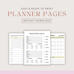 Garden Planner, Printable Digital Download With 2024 Calendar, Seed ...