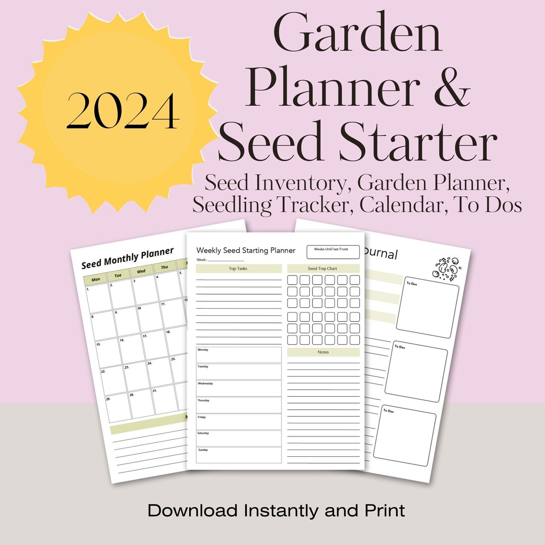 Garden Planner, Printable Digital Download With 2024 Calendar, Seed ...