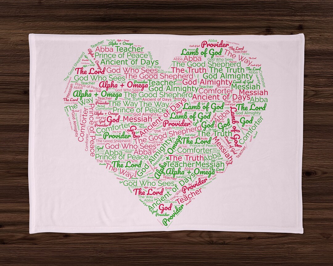 Names of God Blanket, Christian Heart, Christian Blanket, Religious Birthday, Christian Blanket