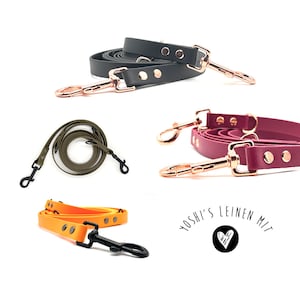 19 mm BioThane dog leash, 3-way adjustable with a heart for animal welfare | Individual | Handmade | Leash | Set | 38 different colors