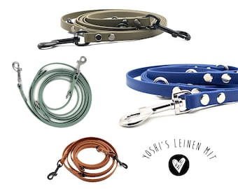 13 mm BioThane dog leash, 3-way adjustable, with a heart for animal welfare | Individual | Handmade | Training leash | 38 different colors
