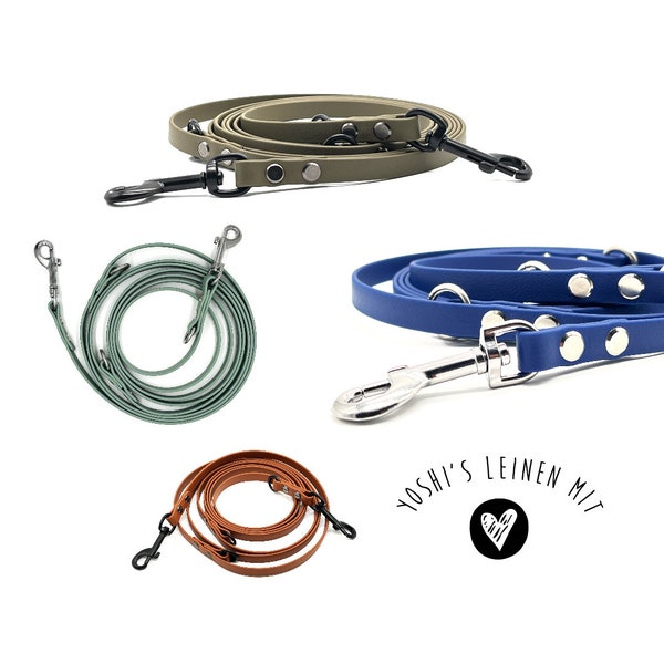 13 mm BioThane dog leash 3-way adjustable with heart for animal protection
