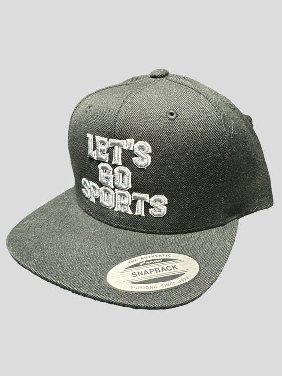 Let's Go Sports Snapback Cap, Sports Hats for Men, Embroidered, Flat Brim,  Guy Gifts, Sports Hat, Team Hat, Cap, Black Cap, Black Hat 
