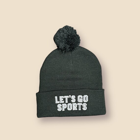 Brode Let s Go Sports Beanie Pom Pom Knit Beanie Hat Sports Beanie Go Sports Go Team Mom Hat Mom Beanie Multiple Sport Mom Etsy France