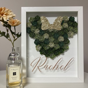Spersonalizowana 8x10 Minnie Mouse Flower Frame | Paper Rose Gift Frame | Paper Flower Shadow Box