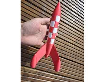 タンタンの月ロケットモデル - 目的地月 - コレクターズアイテム 赤と 
