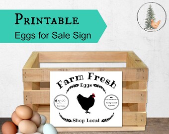 Black & White Eggs For Sale Sign,  Digital Download , includes JPEG and PDF files, Egg Signs, Eggs For Sale, Farm Signage, Business Signs