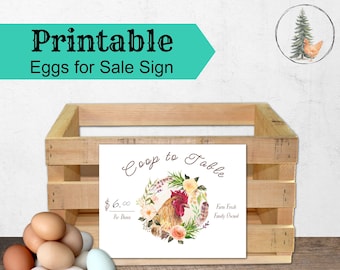 Floral Wreath Eggs For Sale Sign,  Digital Download , includes JPEG and PDF files, Egg Signs, Eggs For Sale, Farm Signage, Business Signs