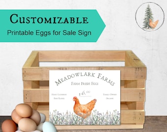 Cusomizable Eggs For Sale Sign,  Digital Download , includes JPEG and PDF files, Egg Signs, Eggs For Sale, Farm Signage, Business Signs
