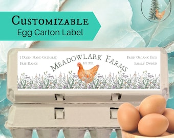 Floral Egg Carton Label: Customizable Farm Name (Digital Download)