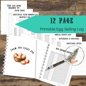 12 PAGE Egg Selling Log Book - Digital Download - Egg Logbook - Printable Log Book - Chicken Journal - Chicken Lover Gift - Egg Selling