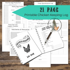 Diario de cría de pollos: Diario imprimible de 21 páginas (Descarga digital PDF)