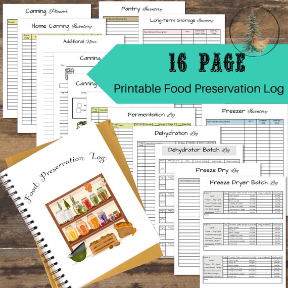 15 PAGE Food Preservation Log | Digital Download - PDF | Canning Records | Freeze Dryer Batch Log |  Dehydrator Log Book | Homestead log