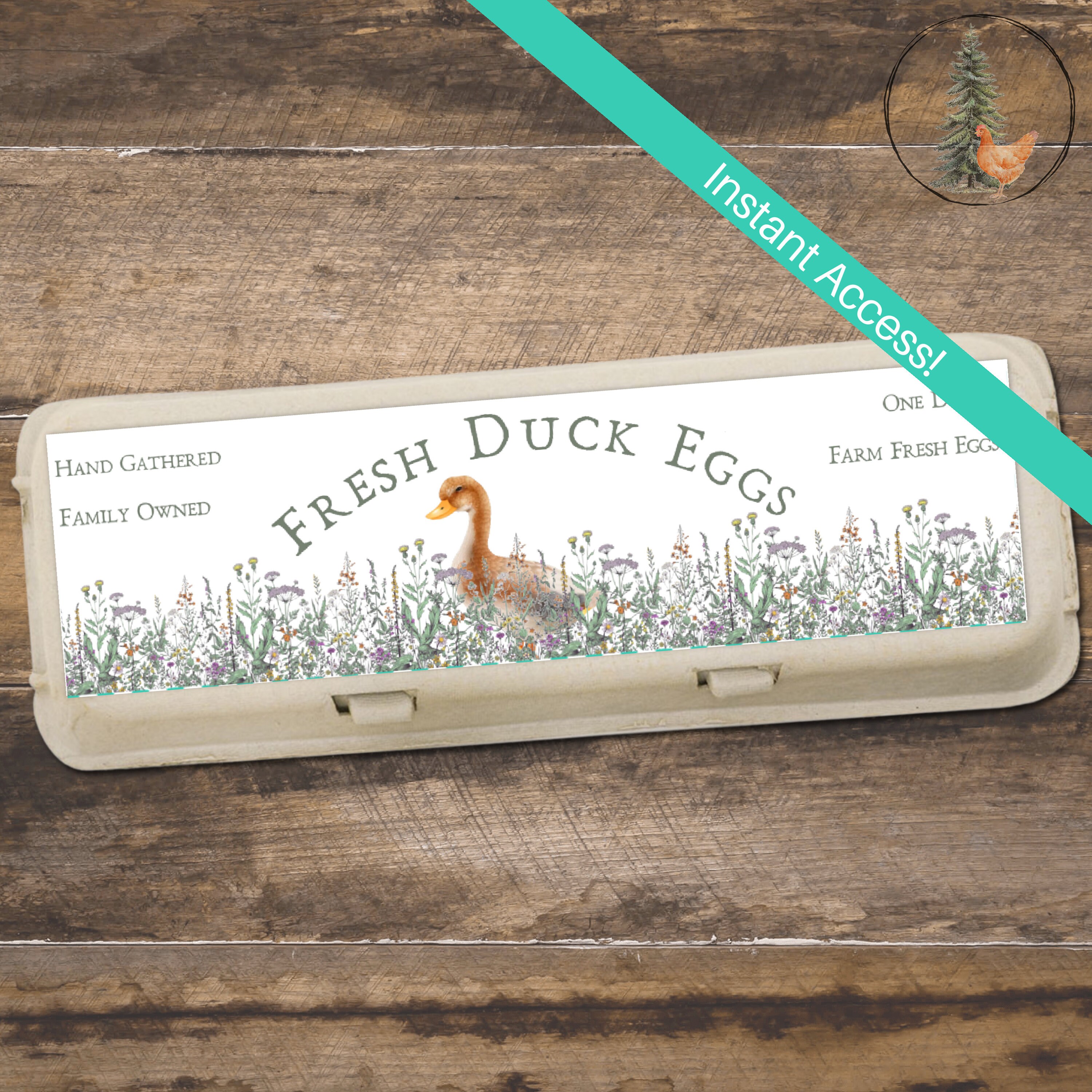 Customizable Vintage Full-Top Label for Egg Cartons