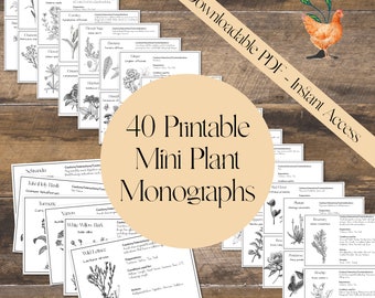 40 Printable Mini Plant Monographs | Herbalist Tools | Herbalist Gifts | Beginning Herbalist | Materia Medica | Home Apothecary