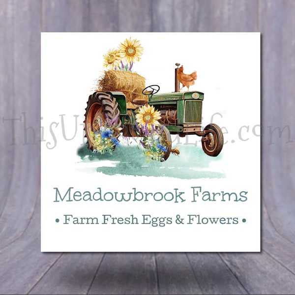 Floral Tractor Logo, Homestead Logo, Pre-Made Logo, Custom Farm Logo, Farm Branding, Logo Design, Farm Logo, Tractor Logo, Watercolor Logo