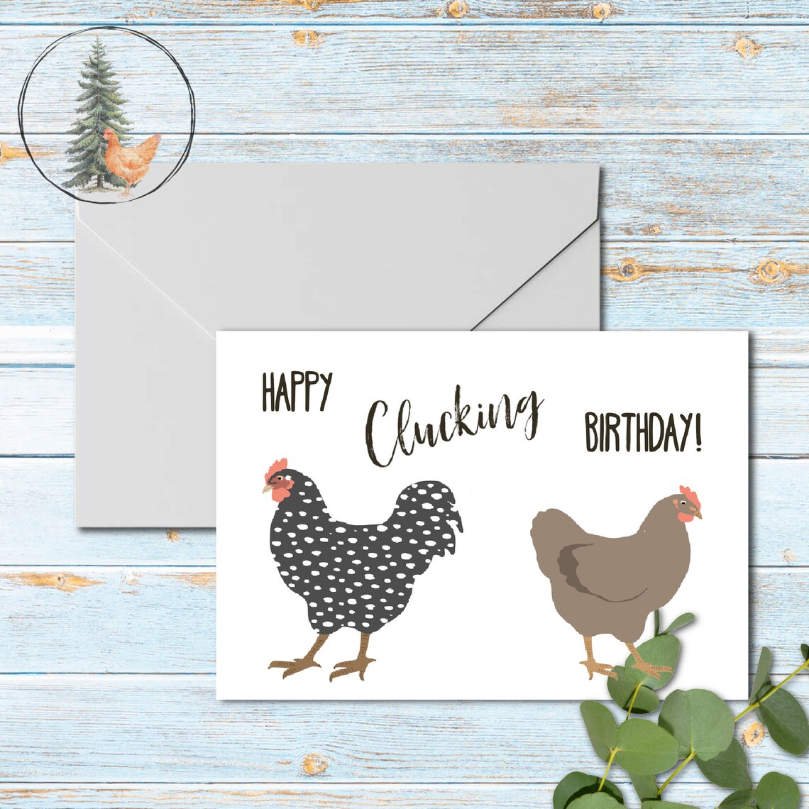 Funny Chicken Birthday Card, Printable Greeting Card, Digital Download ...