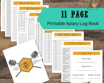 Libro de registro del apiario: Registro de apicultura de 11 páginas (Descarga digital - PDF)
