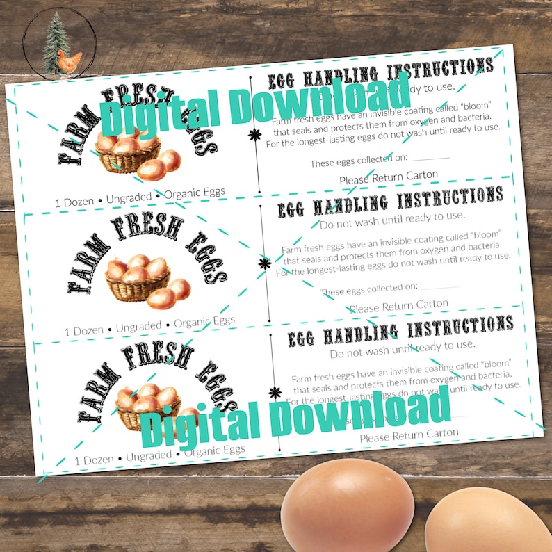 Farm Fresh Eggs Printable Egg Carton Label Digital Download - Etsy
