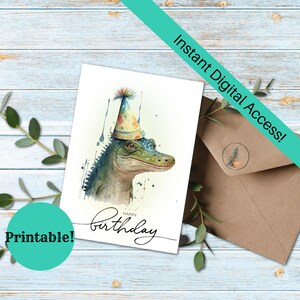 Silly Alligator Birthday Card: Printable Wild Animal (Digital Download)