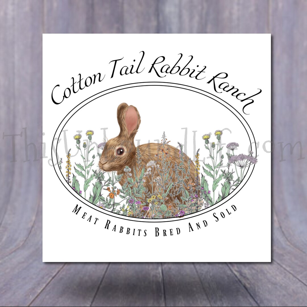 Oval Bunny Logo Floral Rabbit Farm Logo Homestead Logo Etsy