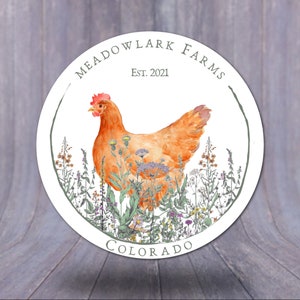 Floral Chicken Farm Logo: Custom Round Farm Branding (Digital/Printable)