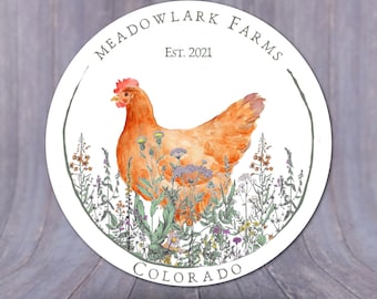 Floral Chicken Farm Logo: Custom Round Farm Branding (Digital/Printable)