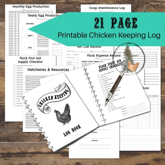 Chicken Keeping Log Book: 21-Page Printable Homestead Journal (Digital Download PDF)