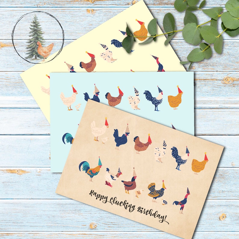 Funny Chicken Birthday Card, Printable Greeting Card, Digital Download ...