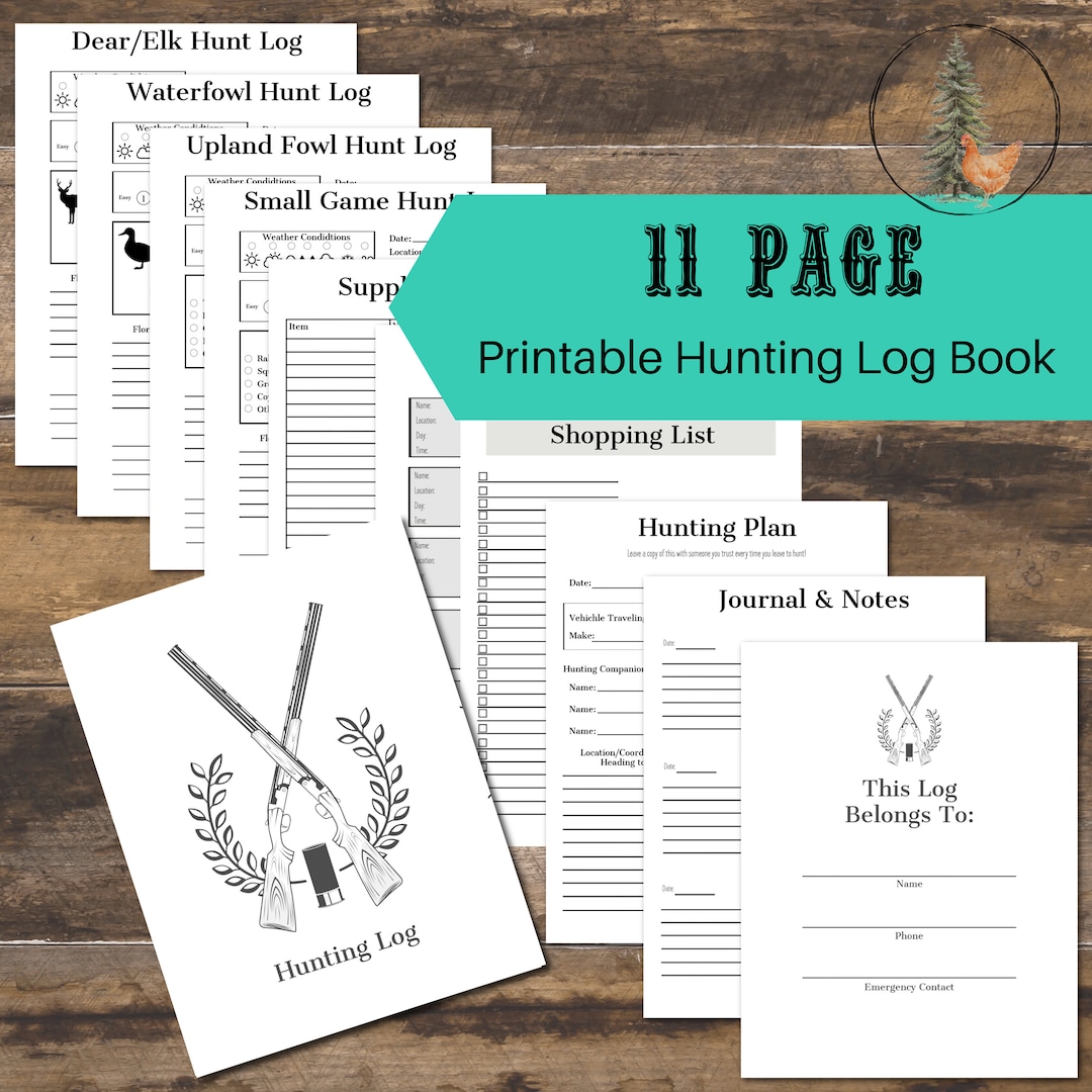 11 PAGE Hunting Log Digital Download PDF Hunting Records Big Game