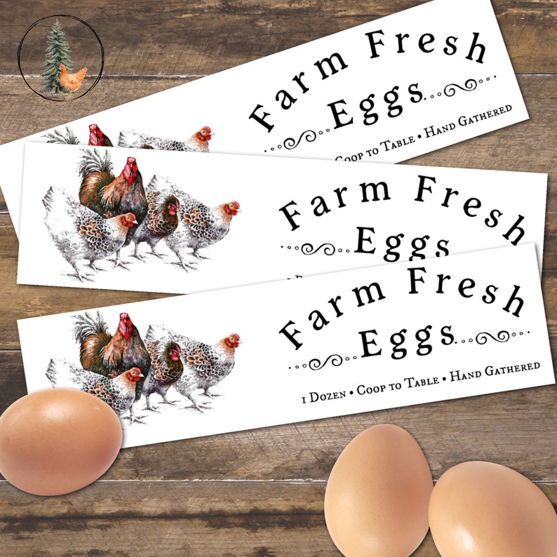 Flock of Chickens Egg Carton Labels Printable Egg Carton Label, Digital