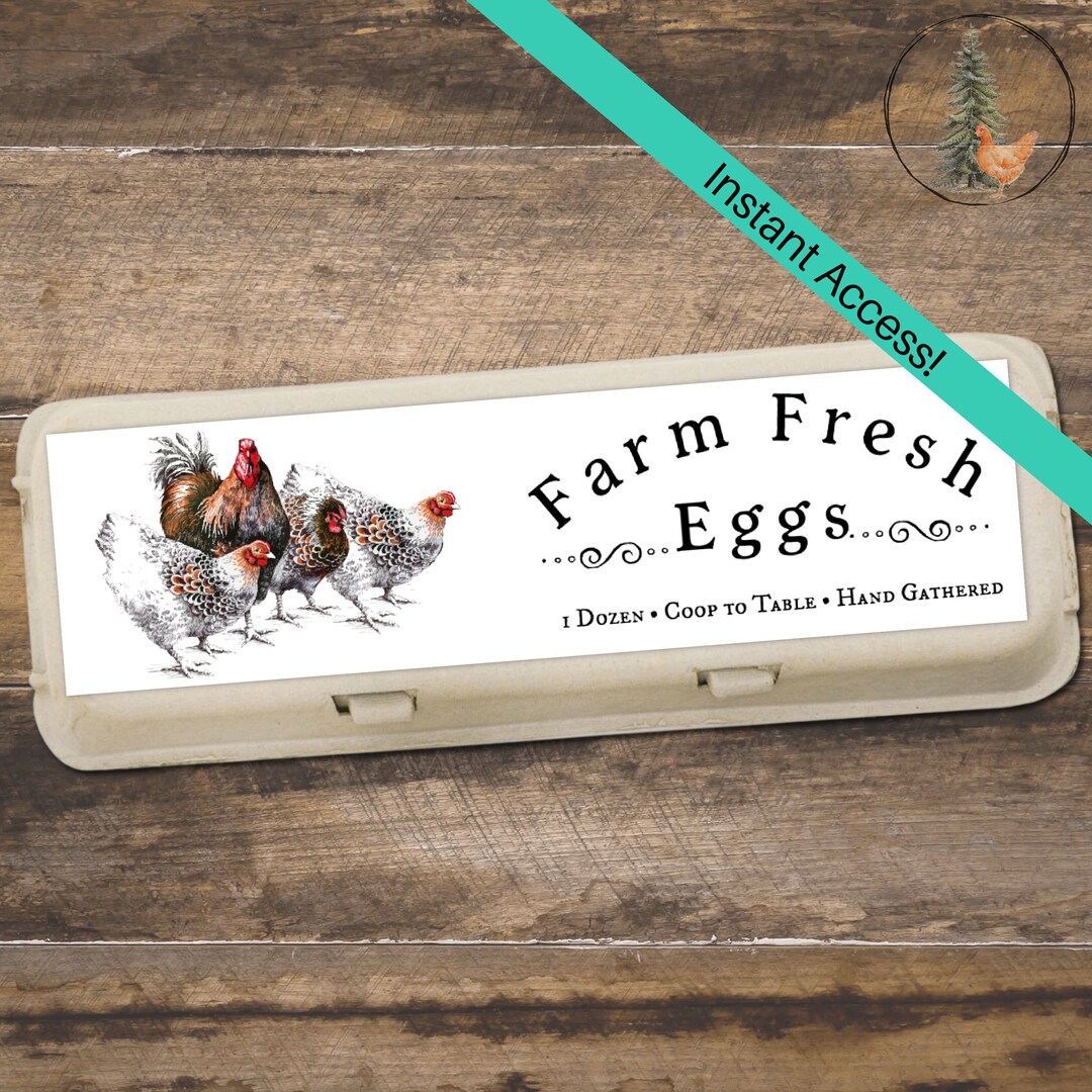 Flock of Chickens Egg Carton Labels Printable Egg Carton Label, Digital