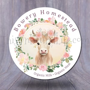 Floral Wreath Cow Logo, Cattle Logo, Homestead Logo, Pre-made Logo, Custom Farm Logo, Farm Branding, Logo Design, Instagram Logo