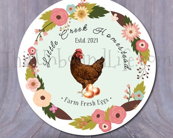 Floral Wreath Chicken Logo, Homestead Logo, Pre-Made Logo, Farm Logo, Farm Branding, Logo Design, Instagram Logo, Floral Logo, Chicken Logo