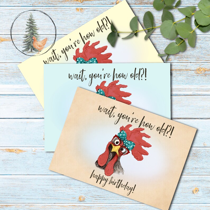 Funny Chicken Birthday Card, Printable Greeting Card, Digital Download ...