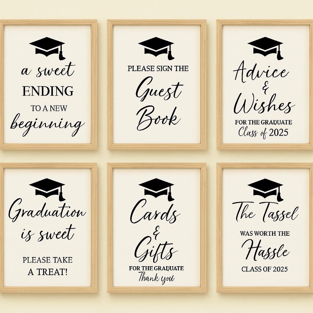Table Label Graduation Graduation Party Table Signs Bundle: Printable Decor (instant Download ...