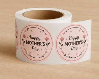 Mother's Day sticker/tag | Pink Floral Round Label | Instant Download | Digital Sticker