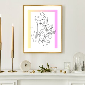 Beauty Print, Rustic Floral Wall Art, Beige Wall Decor, Boho Woman Art Print, Digital Prints, Digital Download