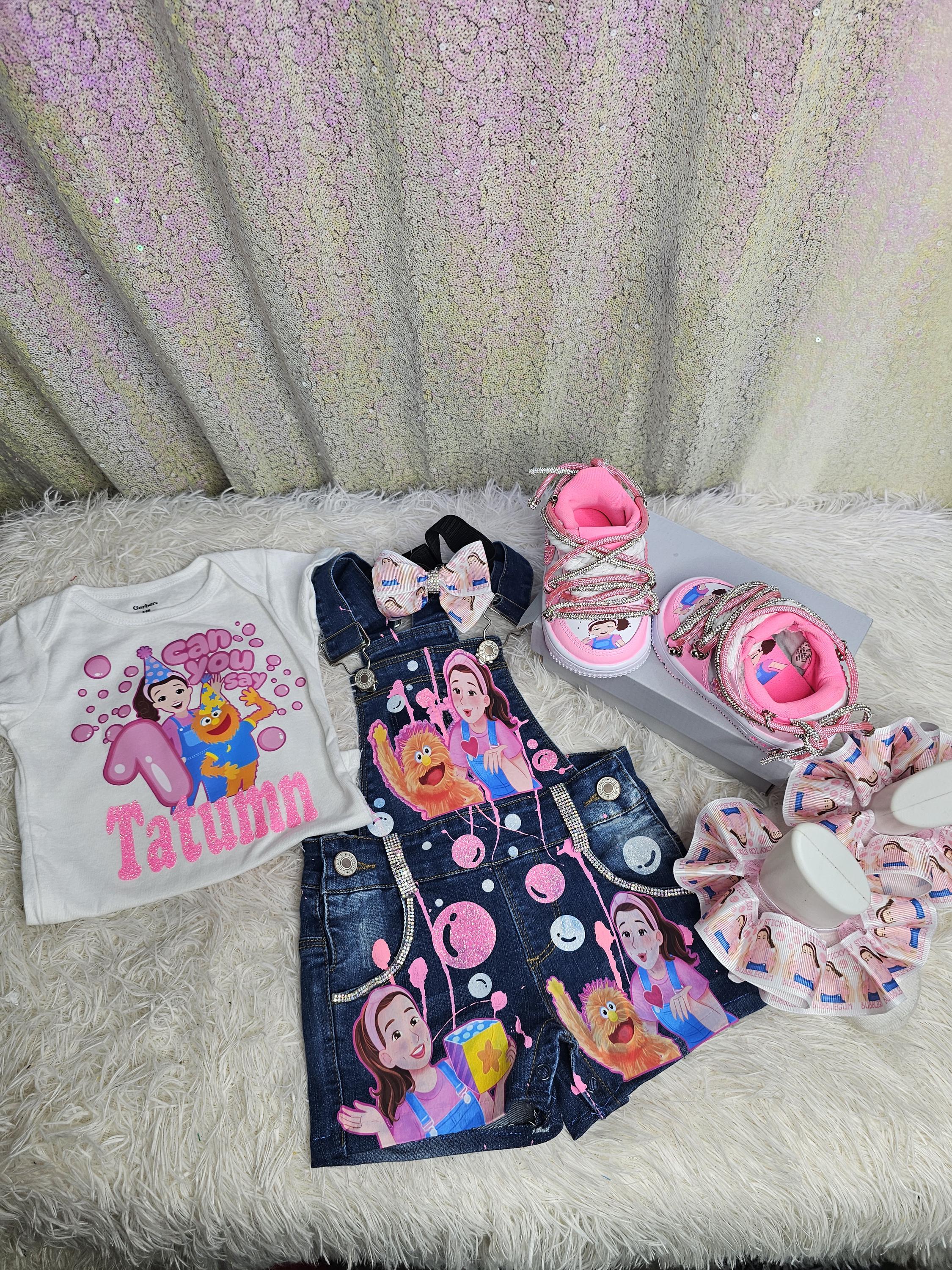 Kids Custom Characters Denim Jean Birthday Outfit