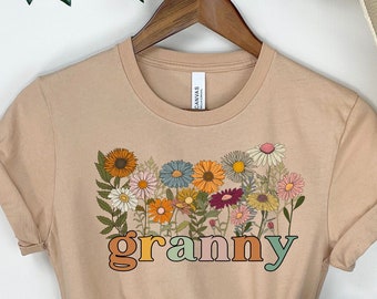 Personalized Granny Floral T-Shirt: Custom Grandma To Be Gift