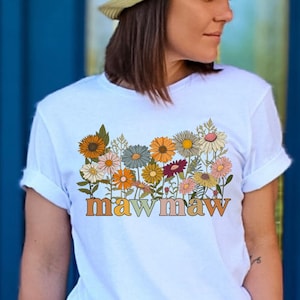 Personalized Mawmaw Wildflower T-Shirt: Custom Grandma Floral Shirt