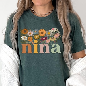 Nina Shirt Personalized Madrina Gifts To Be Shirt Nina Wildflower TShirt for Godmother Floral T Shirt Crewneck New Madrina Established Tees