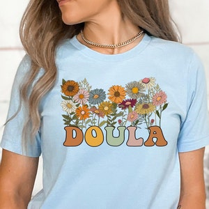 Doula Shirts for Women Doula T-Shirt Retro Floral Doula Birth TShirt Postpartum Doula Tee Shirts Midwife Gift Birth Worker Shirt Custom