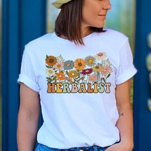 Herbology Shirt Herbalist Gift for Women Wildflower TShirt Herbalism Tees Gardening T Shirt Gift Plant Lovers Herbal Medicine Floral Shirt